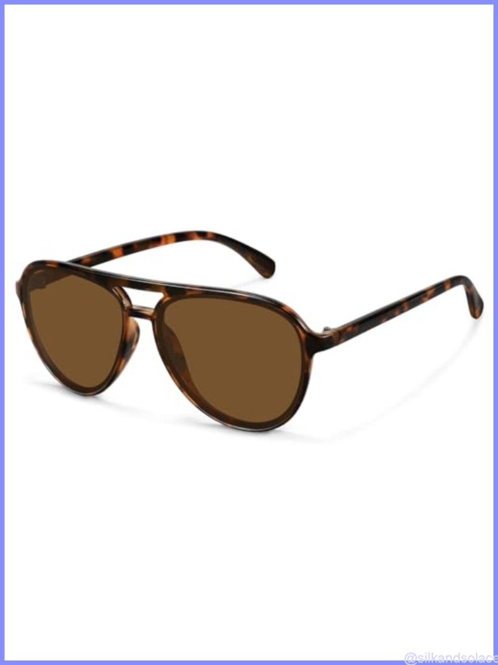 Retro Aviator Sunglasses UV400 Protection Double Bridge Half Frame